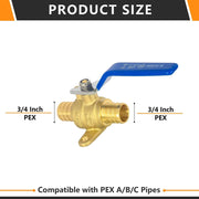3/4" PEX Crimp Drop Ear Ball Valve, Blue (Lead Free)