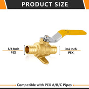3/4" PEX Crimp Drop Ear Ball Valve, Yellow (Lead Free)
