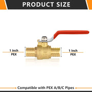 10 Pcs 1" PEX Crimp Ball Valve, Red (Lead Free)