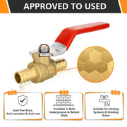 1/2" PEX Crimp Ball Valve, Red (Lead Free)