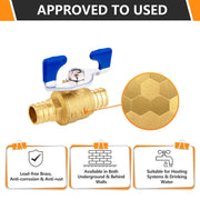 3/4" PEX Crimp Butterfly Ball Valve, Blue (Lead Free)
