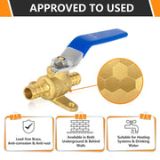 1/2" PEX Crimp Drop Ear Ball Valve, Blue (Lead Free)