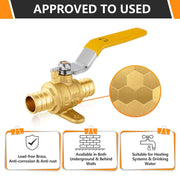 3/4" PEX Crimp Drop Ear Ball Valve, Yellow (Lead Free)
