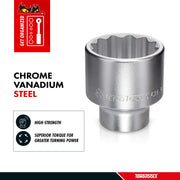 Teng Tools 2 Inch 12 Point SAE Shallow 3/4 Inch Drive Chrome Vanadium Socket | Mechanic Tool | Hand Tool - M340164-C