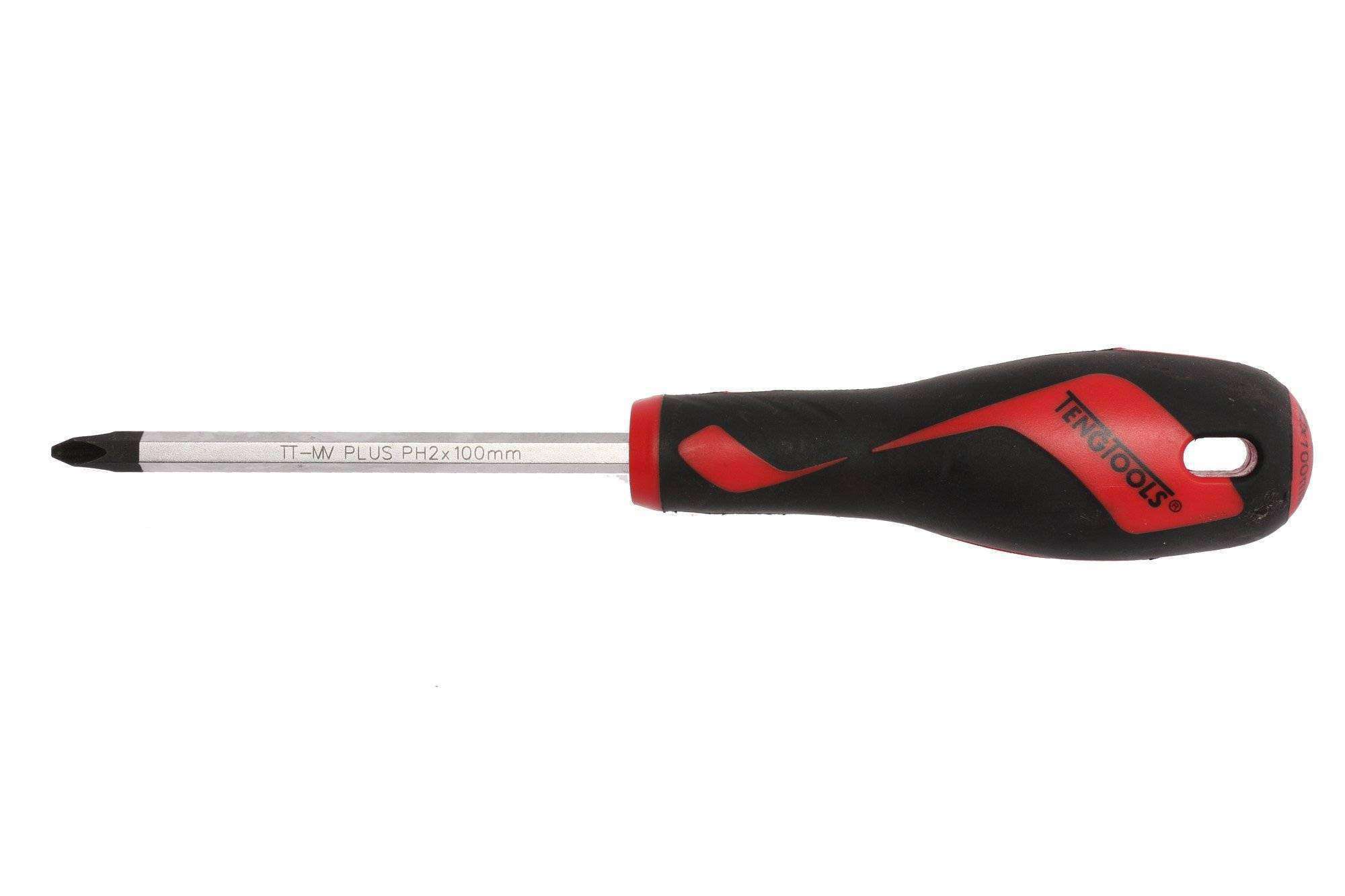 Teng Tools PH2 x 3.9 Inch/100mm Head Phillips Screwdriver + Ergonomic, Comfortable Handle - MD952N
