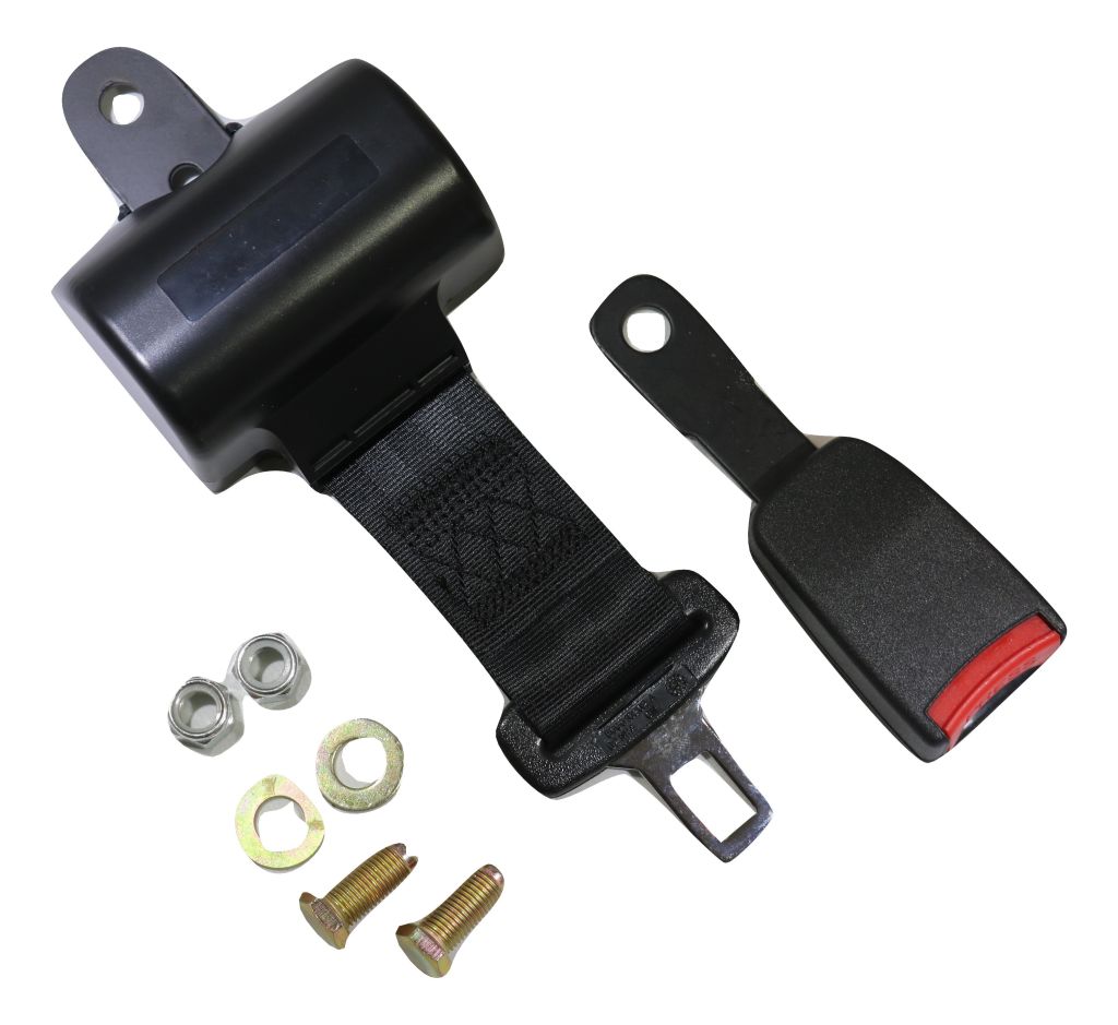 Black Retractable Forklift Replacement Seatbelt w/ Hardware