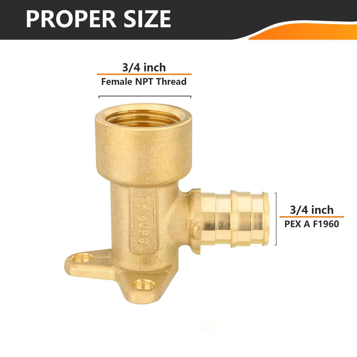 PEX A Expansion 3/4" x 3/4" Female NPT Drop Ear Elbow (Lead Free)