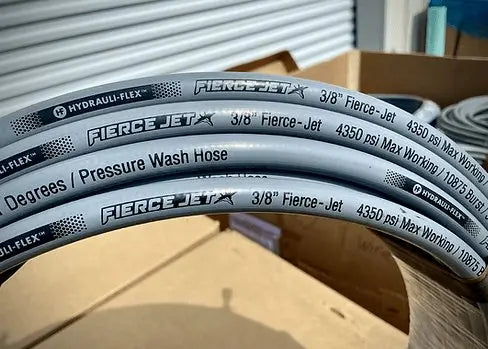 Fierce Jet Pressure Hose 3/8" 50ft Gray 2 Wire 7250psi PWS206-GY-50