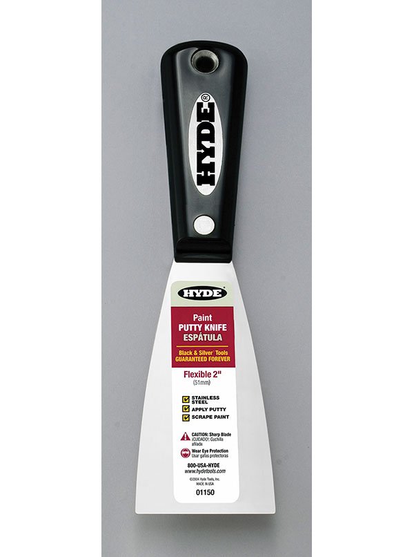 Hyde Tools 01150 Black & Silver® 2” Flexible Putty Knife, SS