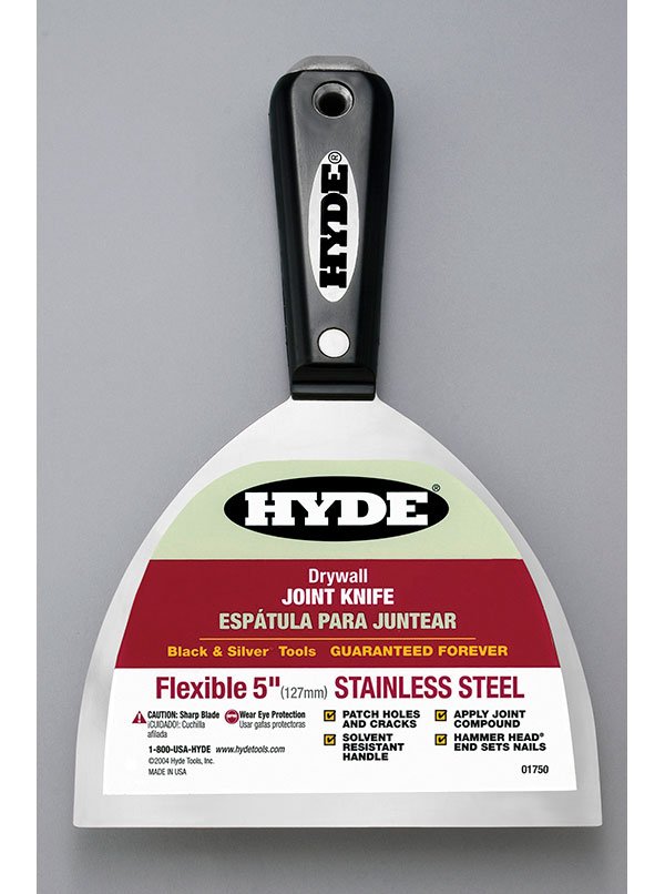 Hyde Tools 01750 Black & Silver® Flexible SS HH Joint Knife, 5”