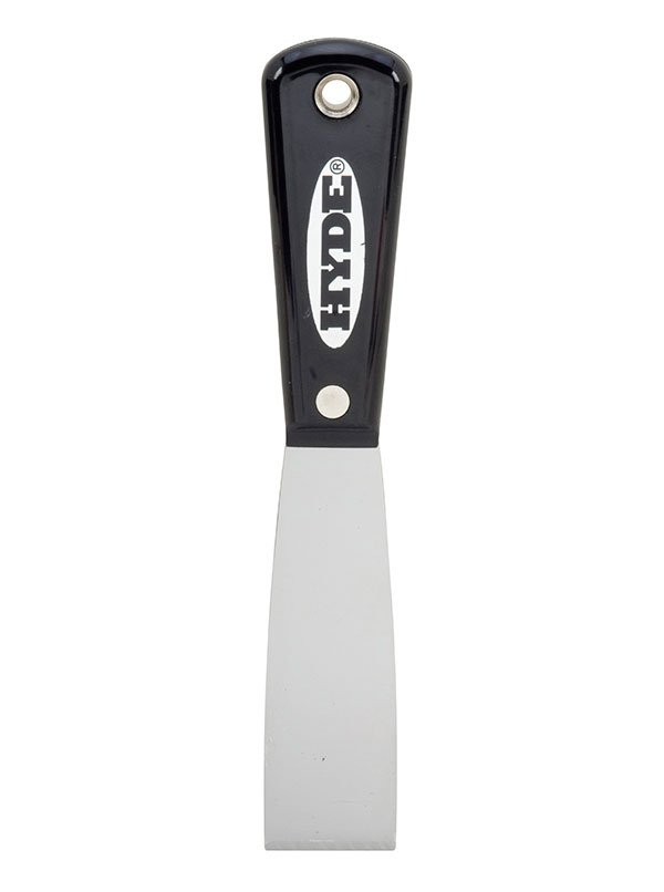 Hyde Tools 02050 Black & Silver® 1-1/4” Stiff Putty Knife/Scraper (High Carbon Steel)