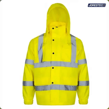Hi-Vis Yellow Rain Jacket with 2" Reflective Strips