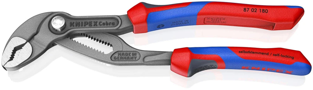 KNIPEX 87 02 180 Cobra 7 1/4" High-Tech Water Pump Pliers with KNIPEXTEND Comfort Grips