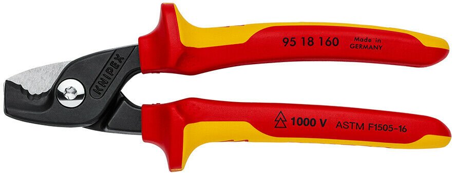Knipex Insulated Stepcut Cutting Edge Cable Shears 6 1/4" 95 18 160 US