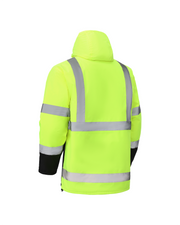 Kiwi High Visibility Hooded & Quilt Lined ANSI/ISEA 107-2020, Type R, Class 3 Two Tone Water Resistant Neon Safety Jacket [71300]