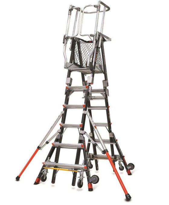 Little Giant Safety Compact Cage Model 6 Ft. to 10 Ft. IAA FG with Side Tip Wheels and Ratchet Levelers