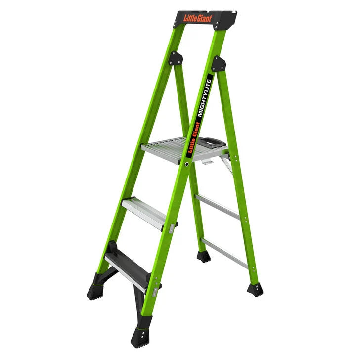 Little Giant Safety Mighty Lite 5' Model - ANSI Type IAA - 375 lb Rated Fiberglass Stepladder with Ground Cue