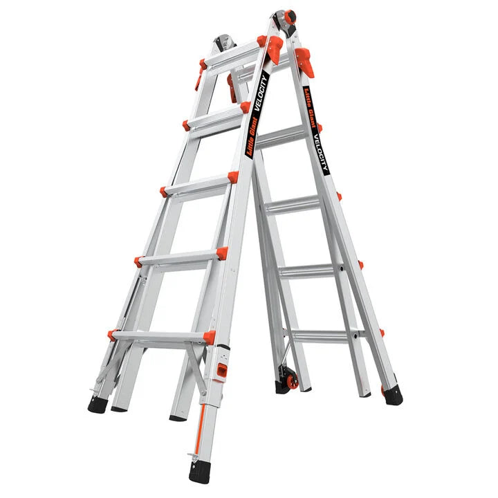 Little Giant Safety Velocity Model 22 - ANSI Type IA - 300 lb Rated Aluminum Articulated Extendable Ladder with Ratchet Levelers