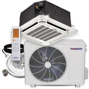 Pioneer® 18,000 BTU 20.5 SEER2 8-Way Compact Cassette Mini-Split Air Conditioner Heat Pump System Full Set 230V