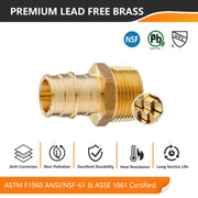 PEX A Expansion 1" PEX x 3/4" Male Threaded F1960 Adapter (Lead Free)