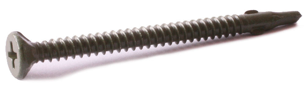 8 x 1 5/8 Phillips Flat w/ Nibs Self-Drilling Cement Board Screws w/ Wings Ruspert Coated - Carton (4000)