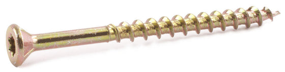 8 x 1 1/4 Star Flat Decking Screws w/ NIBS T17 - Carton – Yellow Zinc Plated (8000)
