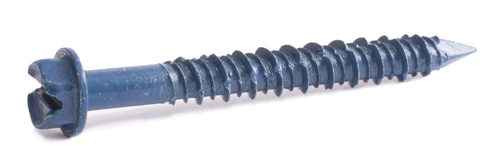 3/16 x 2 1/4 Slot Hex Hi-Low Thread Concrete Screws Blue Ceramic Coated (2500)
