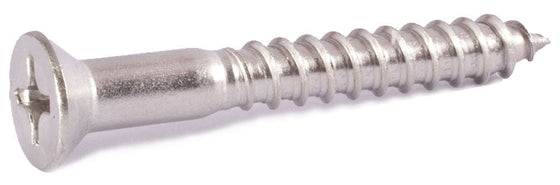 12 x 1 1/4 18-8 Stainless Steel Phillips Flat Wood Screw