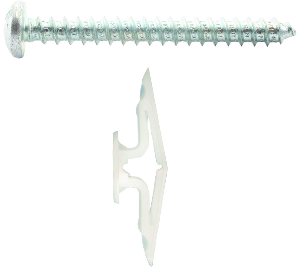 (TB™) 3/8-1/2 Toggler Hollow Wall Anchors with #8 x 1 1/2 Combo Pan Self Tapping Screws Zinc (5 pcs)