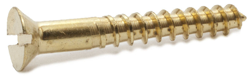 2 x 3/8 Brass Slotted Flat Wood Screw