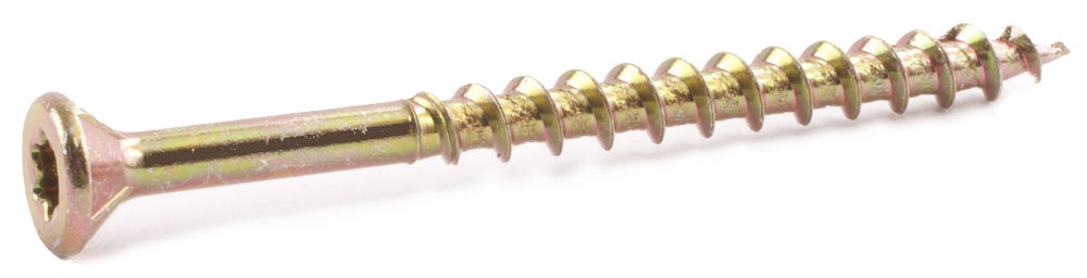 10 x 3 1/2 Star Flat Decking Screws w/ NIBS T17 - Carton – Yellow Zinc Plated (1000)