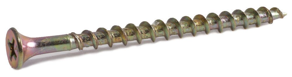 8 x 2 1/2 Phillips Bugle Decking Screws - Carton – Yellow Zinc Plated (2500)