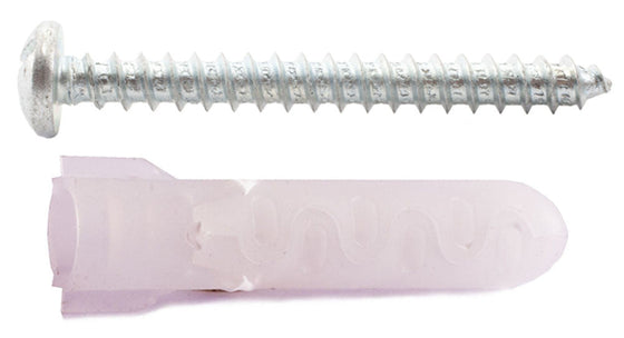 (A10™) 3/8 ALLIGATOR® Anchor Flangeless with #14 x 2 1/4 Combo Pan Self Tapping Screws Zinc (4 Pcs)