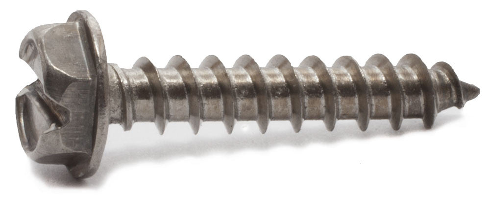 14 x 1 18-8 Stainless Steel Slotted Hex Washer Head Sheet Metal Screw