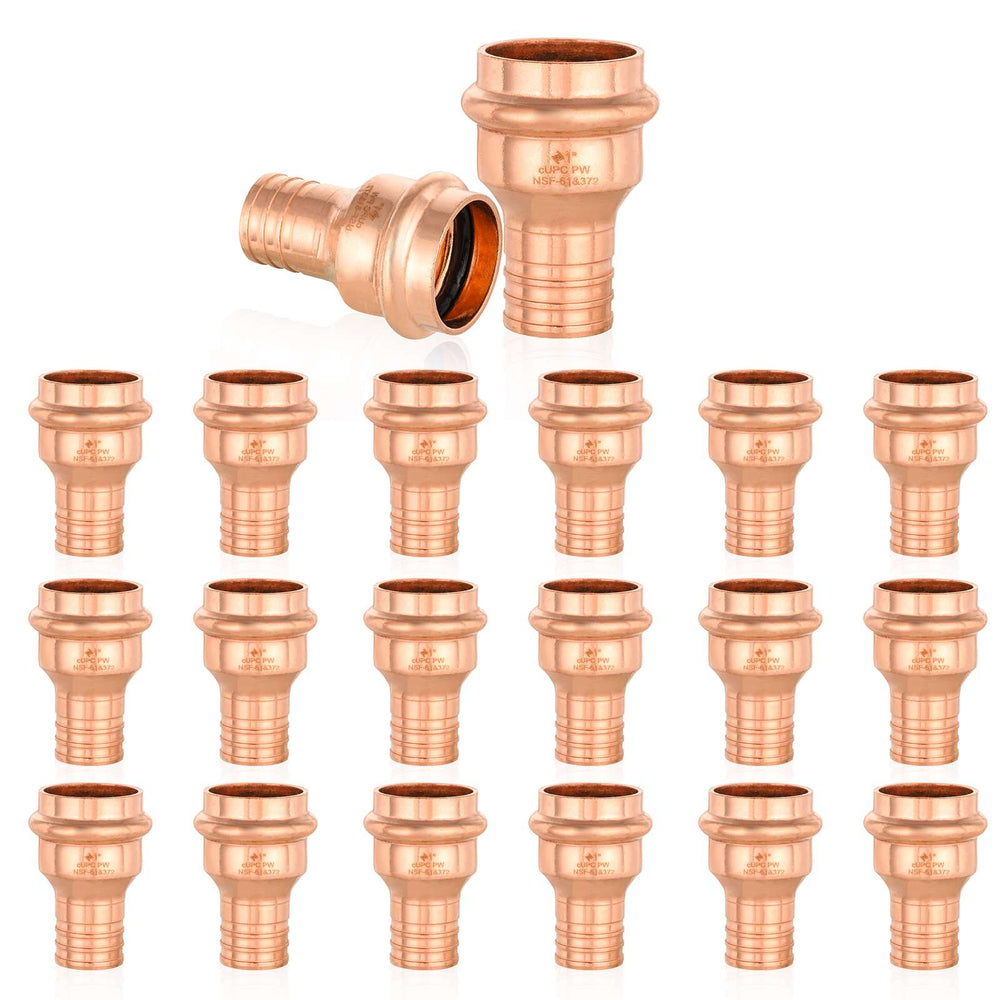 30 Pcs 1/2" Press Copper x 1/2" PEX Crimp Adapter (Lead Free)