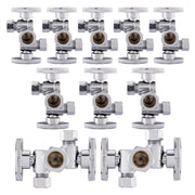 10 Pcs 5/8" OD Compr. x 3/8" OD Compr. x 3/8" OD Compr. Dual Stop Valve, 1/4 Turn (Lead Free)