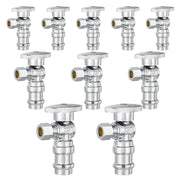 10 Pcs 1/2" Press x 3/8" OD Compr. Angle Stop Valve, 1/4 Turn (Lead Free)