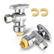 1/2" Push Connect x 1/4" OD Compr. Angle Stop Valve w/ABS Handle (Lead Free)