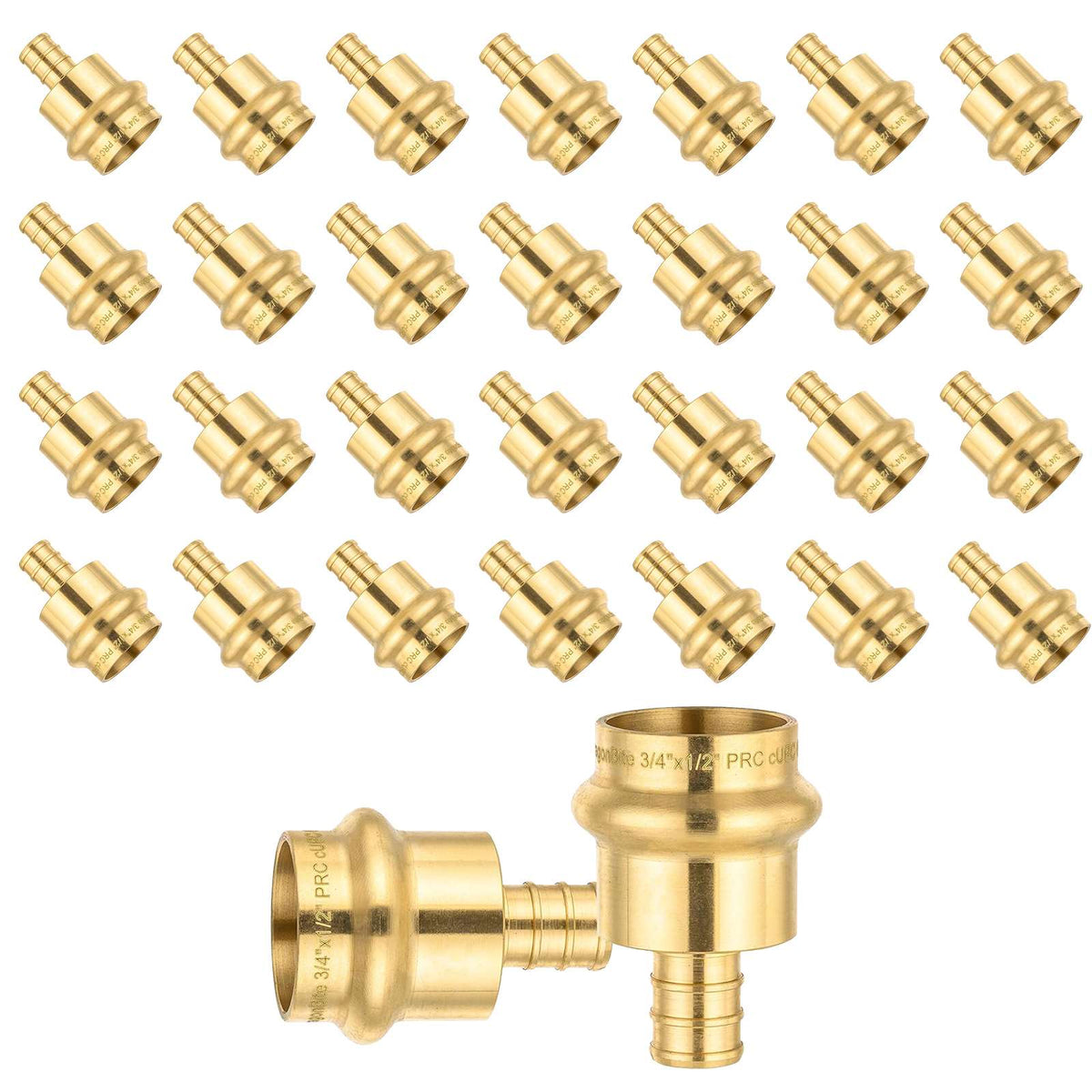 30 Pcs 1" Press x 3/4" PEX Crimp Brass Adapter (Lead Free)