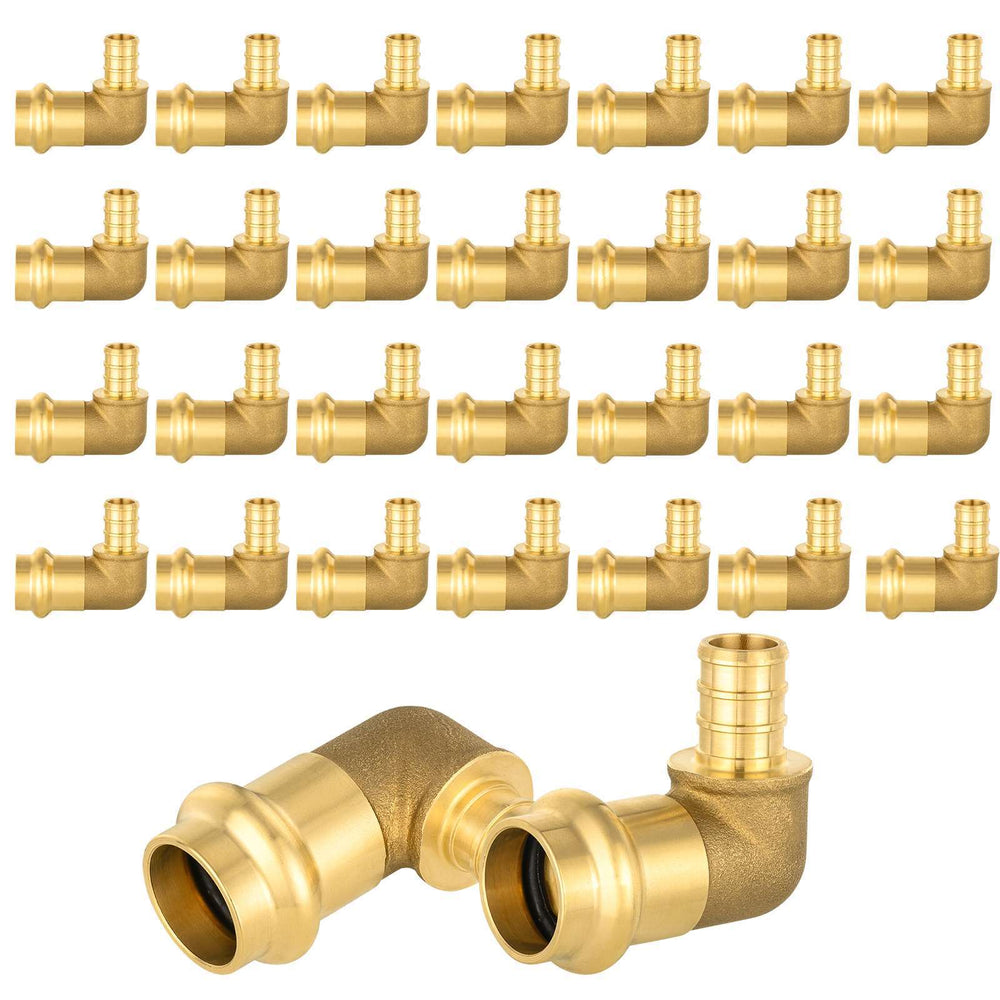 30 Pcs 1/2" Press x 1/2" PEX Crimp Brass Elbow (Lead Free)