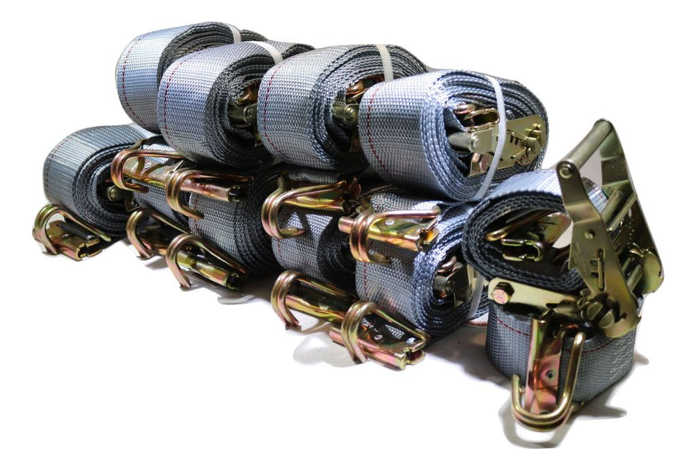 2" x 16 Ft Ratchet Strap w/ Spg E & Wire Hk for E & F-Tracks | 12 PACK