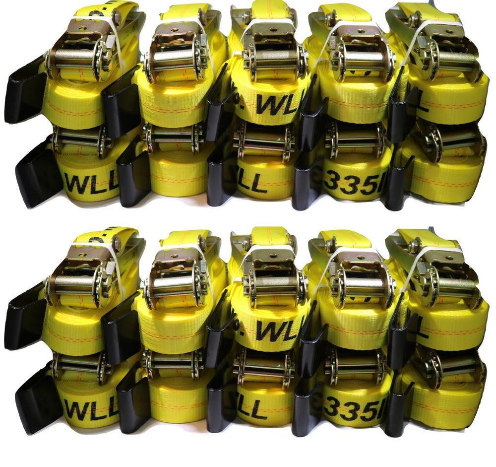 QTY 100 - 2" X 27 Ft. Ratchet Strap w/ Flat Hooks