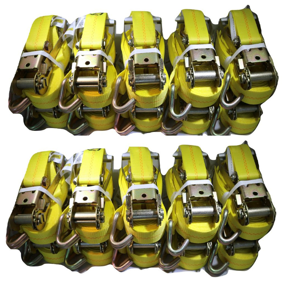 QTY 20 - 2" x 27 Ft. Flatbed Ratchet Strap w/ Wire Hooks