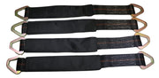 Qty 4 Axle Strap Tie Downs 24" Long & Qty 4 Ratchet Tow Straps Car Haulers, BLACK | R208ATDBK/AS24BK