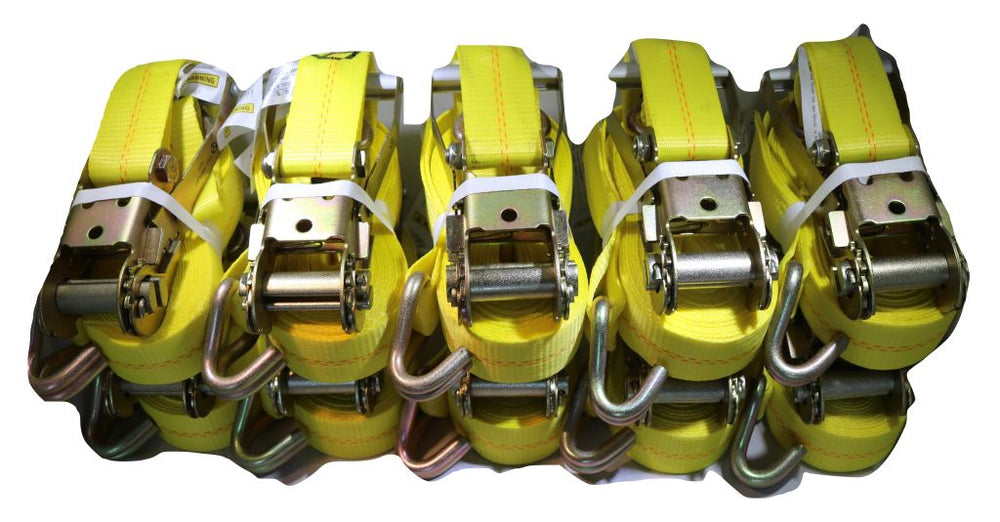 QTY 50 - 2" x 27 Ft. Flatbed Ratchet Strap w/ Wire Hooks