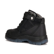 ROCKROOSTER Crisson Black 6 inch Zip sided Steel Toe Leather Work Boots AK050BK