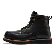 ROCKROOSTER Edgewood Men's 6 Inch Black Steel Toe Wedge Work Boots SAP610BK