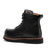 ROCKROOSTER Edgewood Men's 6 Inch Black Steel Toe Wedge Work Boots SAP610BK