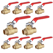 10 Pcs 3/4" Sweat Ball Valve, Red (Lead Free)
