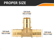 PEX A Expansion 3/4" x 3/4" x 3/4" PEX Expansion Tee (Lead Free)